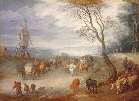 J.Brueghel t.E./ Land w. windmill/c.1611
