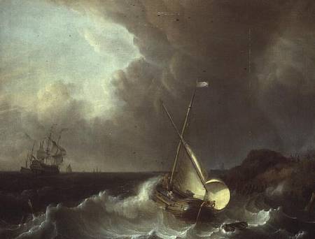 Galleon in Stormy Seas od Jan Claes Rietschoof