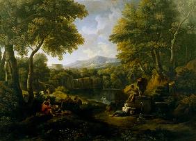 Landscape with figures at a well