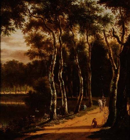 An Avenue of Birches Beside a River od Jan Hackaert
