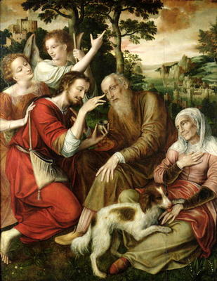 Tobias Curing his Father's Blindness, 1563 (oil on panel) od Jan Massys or Metsys