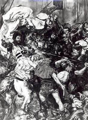 The Battle of Grunwald on 15th July 1410, detail depicting the death of the Grand Master Ulrich von od Jan Matejko
