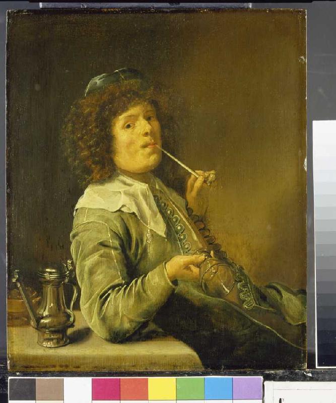 Rauchender Mann mit leerem Weinglas. od Jan Miense Molenaer