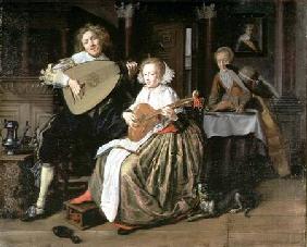 A Young Man Playing a Theorbo and a Young Woman Playing a Cittern