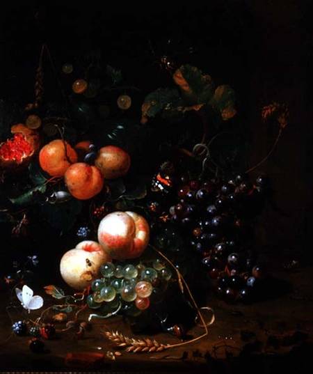 Still Life with Fruit and Flowers od Jan Mortel