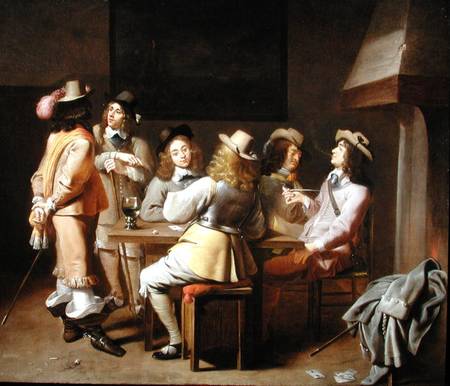 A Guardroom with Soldiers Playing Cards and Smoking at a Table od Jan Olis