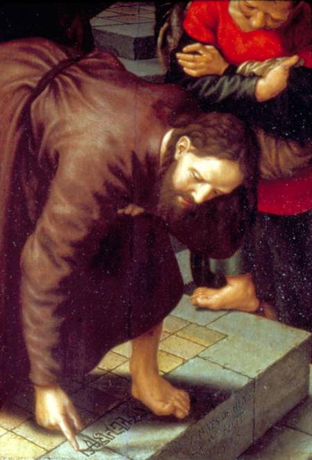 Christ and woman taken in adultery  (detail of 231478) od Jan Sanders van Hemessen