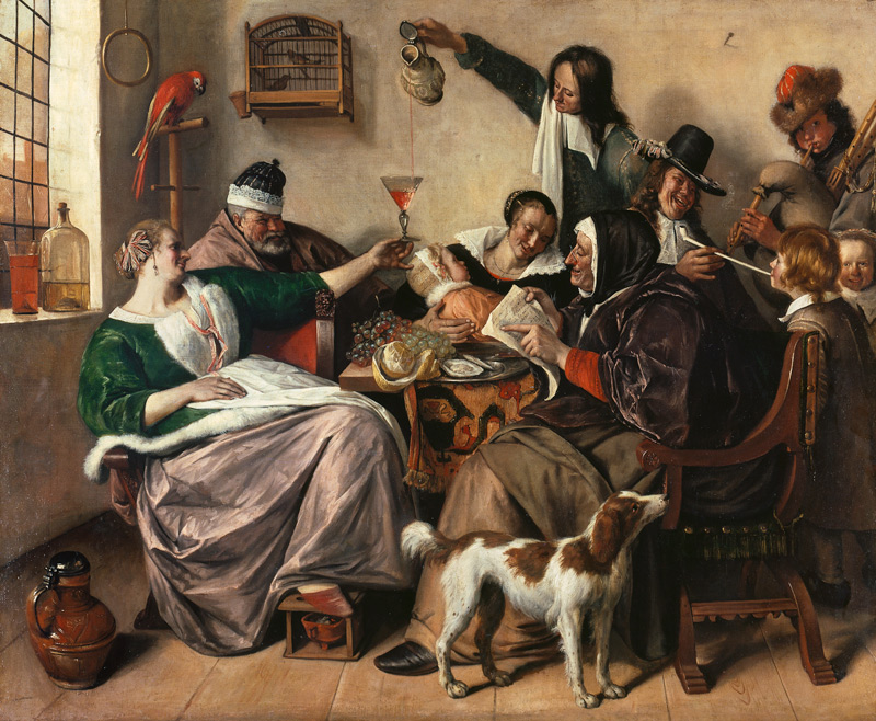 Happy society (the family of the painter) od Jan Havickszoon Steen