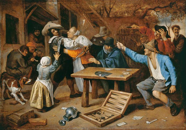 The quarrel at the pack of cards od Jan Havickszoon Steen