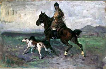 Rider with Greyhounds od Jan van Chelminski