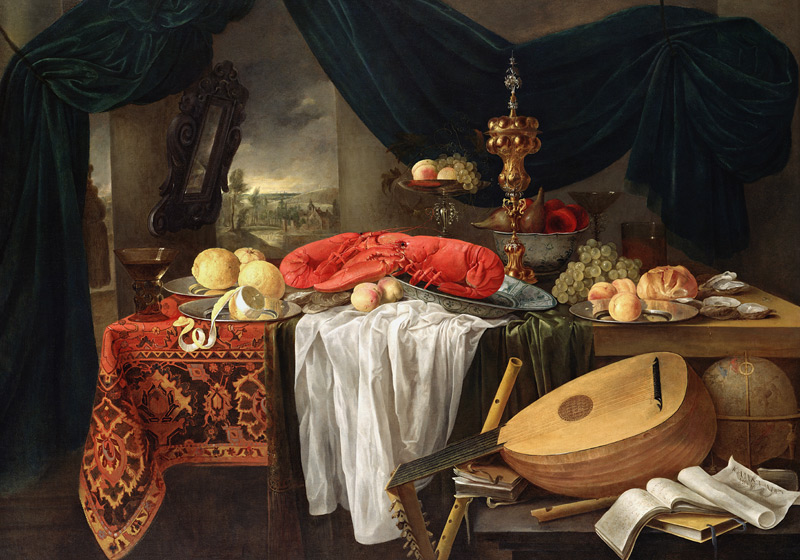 Still Life with a Lobster, Lemons and a Lute od Jan van den Hecke