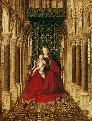 Madonna with child. Middle panel of a Flügelaltärchens. od Jan van Eyck