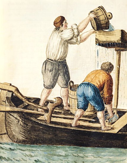 Boatmen Pouring Fresh Water into the Pipelines od Jan van Grevenbroeck
