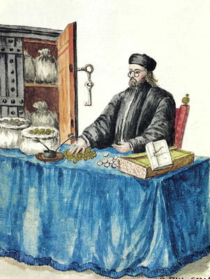 Venetian Moneylender, from an illustrated book of costumes (w/c on paper) od Jan van Grevenbroeck