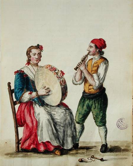 Venetian Musician (pen & ink and w/c on paper) od Jan van Grevenbroeck
