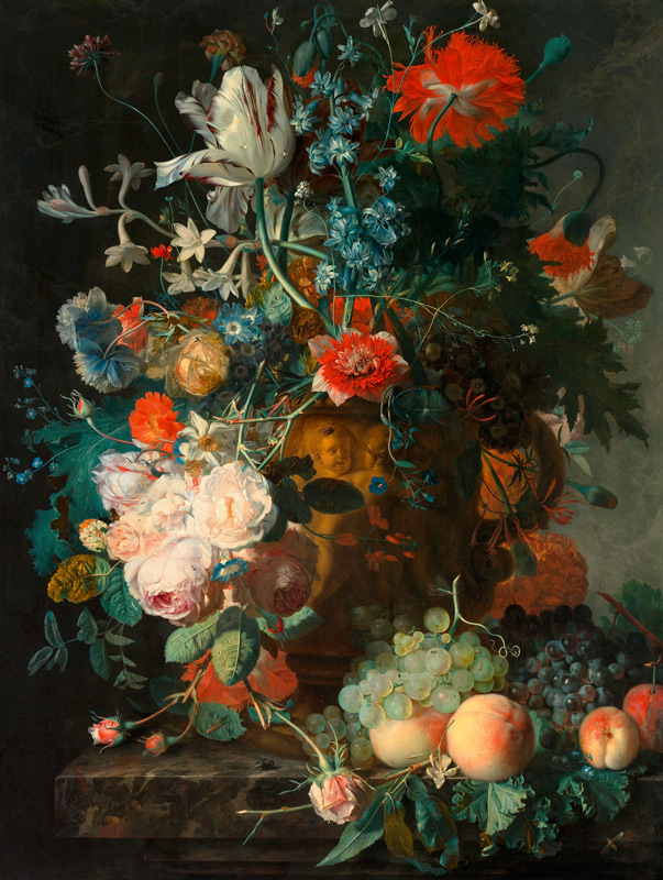 Stillleben mit Früchten und Blumen od Jan van Huysum