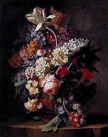 Blumenstrauss in a clay vase od Jan van Huysum