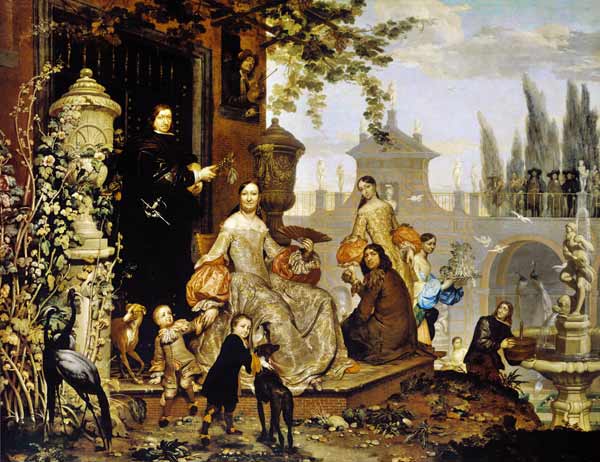 Grand family in a garden od Jan van Kessel d.Ä.