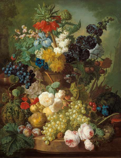 Quiet life with fruits and flowers od Jan van Os