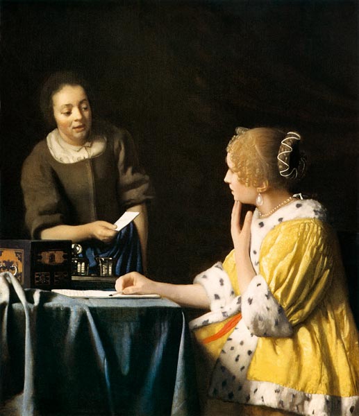 Lady with her Maid holding a Letter od Johannes Vermeer