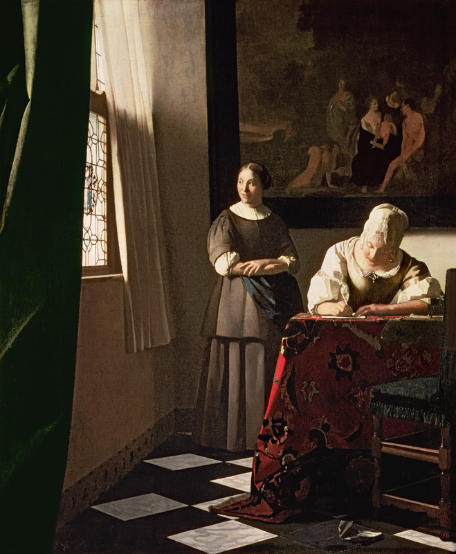 Lady Writing a Letter with her Maid od Johannes Vermeer