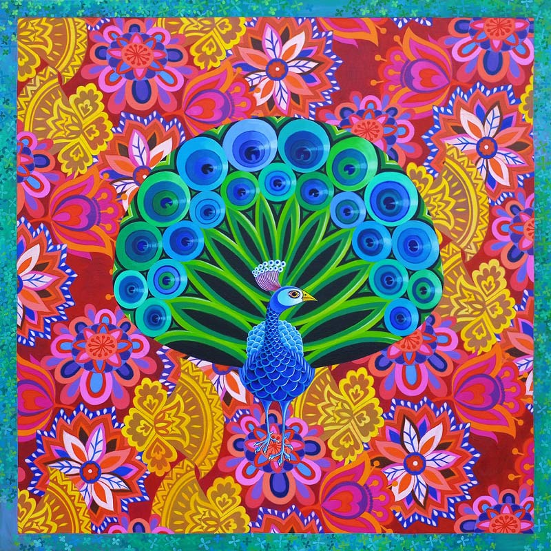 Peacock and pattern od Jane Tattersfield