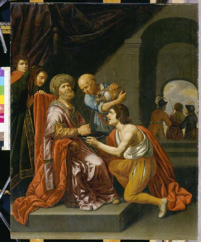Pilatus wäscht seine Hände in Unschuld.Nach 1640. od Jan van Bijlert