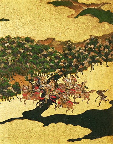 Battle of Hogen in 1156, Momoyama Period (1568-1615) (ink on paper) od Japanese School