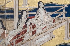 Detail of Spring in the Palace, six-fold screen from 'The Tale of Genji'