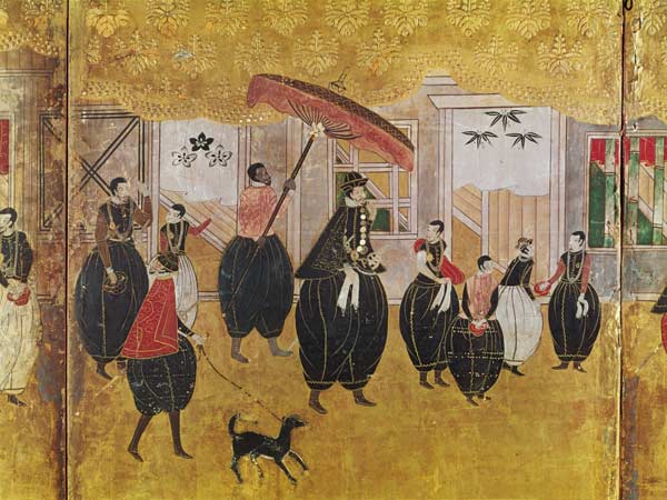 St. Francis Xavier (1506-51) and his entourage, detail of the right-hand section of a folding screen od Japanese School