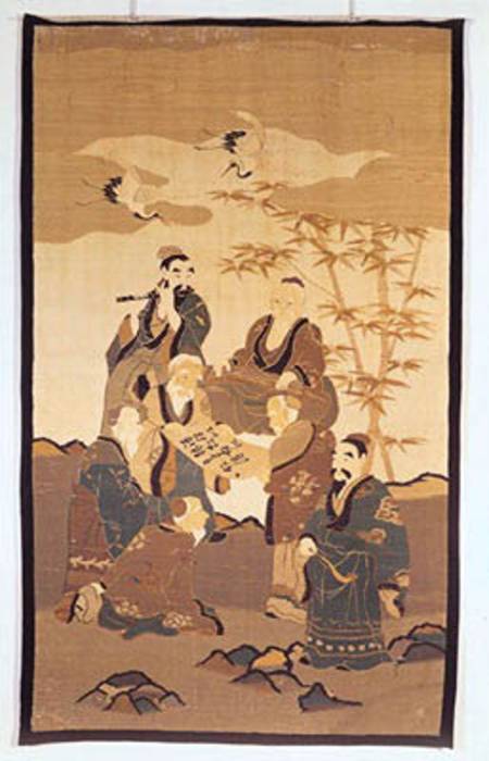 Seven wise men in the bamboo forest od Japanese School