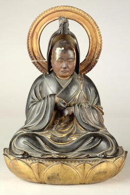 Buddhist abbot (lacquered wood) od Japanese School, (19th century)