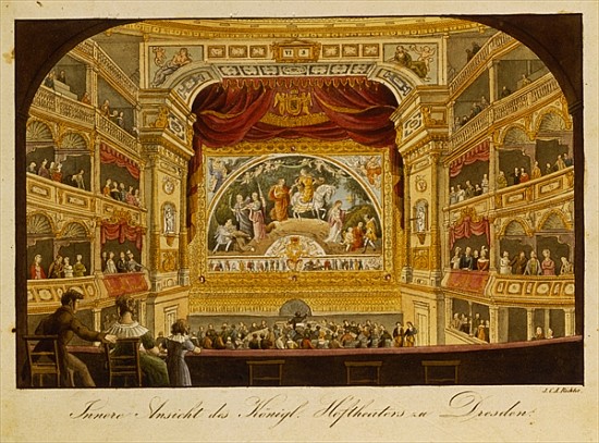 The interior of the royal theatre at Dresden, c.1845 od J.C.A. Richter