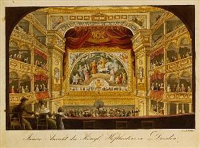 The interior of the royal theatre at Dresden, c.1845