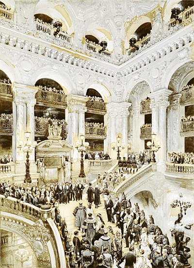 Inauguration of the Paris Opera House, 5th January 1875, 1878 (w/c & white on paper) od Jean-Baptiste Edouard Detaille