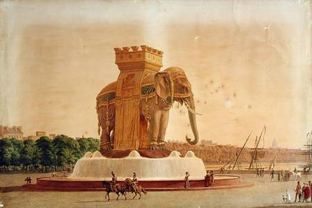 View of the Elephant Fountain at the Place de la Bastille od Jean Antoine Alavoine