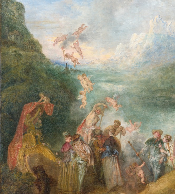 Pilgrimage to Cythera (Embarkation for Cythera) Detal: Putti od Jean Antoine Watteau