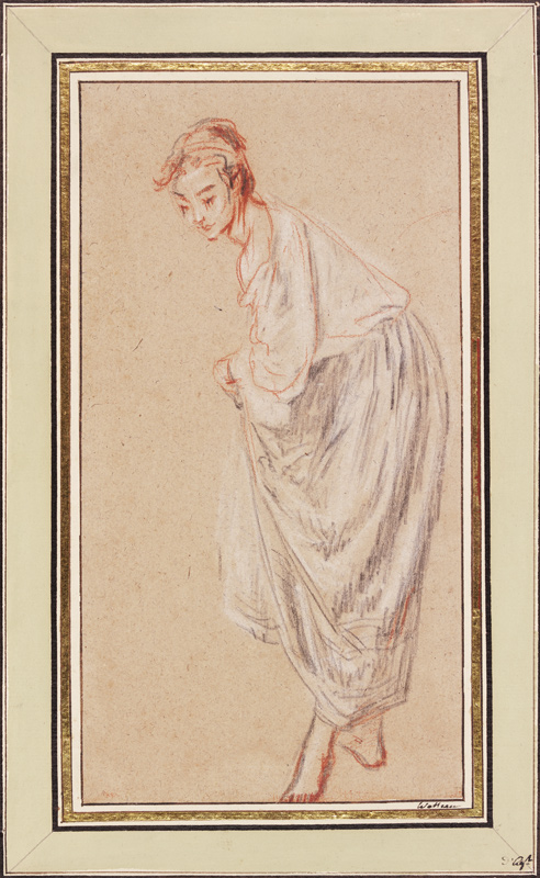Standing Girl; barefoot, lifting her skirt od Jean-Antoine Watteau