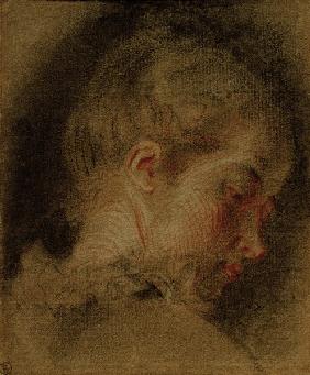 A.Watteau, Kopf einer jungen Frau