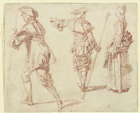 Two Pilgrims and a Standing Woman in Profile