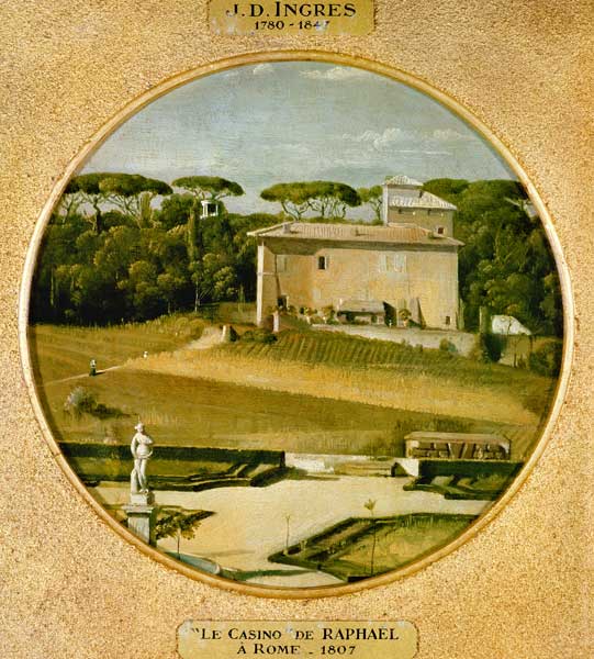 ''Casino of Raphael'' in the gardens of the Villa Borghese, Rome od Jean Auguste Dominique Ingres