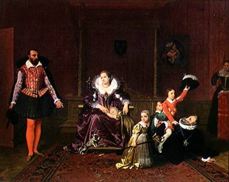 Henri IV (1553-1610) King of France and Navarre Playing with his Children as the Ambassador of Spain od Jean Auguste Dominique Ingres