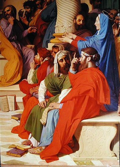 Jesus Among the Doctors, detail of the doctors and the Virgin Mary od Jean Auguste Dominique Ingres