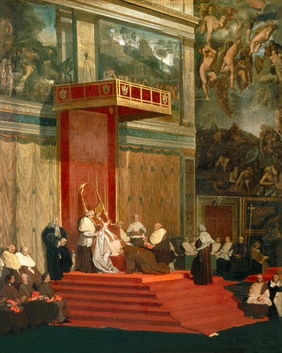 Pope Pius VII (Luigi Barnaba Chiaramonti) (1742-1823) attending chapel od Jean Auguste Dominique Ingres