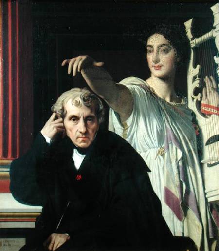 Portrait of the Italian Composer Cherubini (1760-1842) and the Muse of Lyrical Poetry od Jean Auguste Dominique Ingres