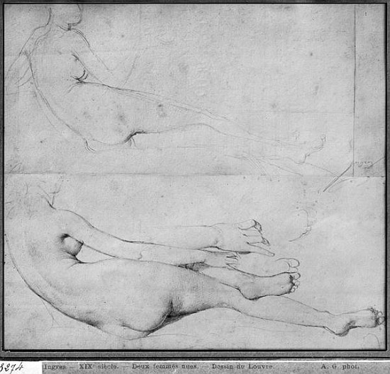 Studies for The Grande Odalisque (see also 233243) od Jean Auguste Dominique Ingres