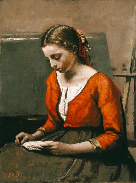 Reading girl od Jean-Babtiste-Camille Corot