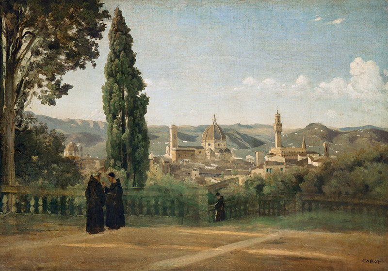 Florence, View at the Boboli Gardens od Jean-Babtiste-Camille Corot