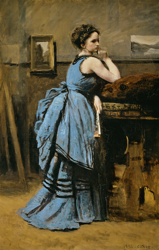 Woman in blues od Jean-Babtiste-Camille Corot
