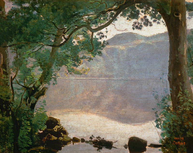 Lake Nemi od Jean-Babtiste-Camille Corot